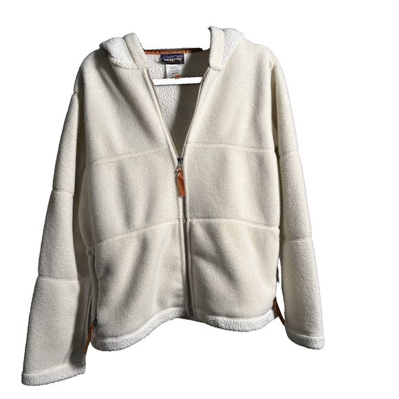 Patagonia Jackets & Blazers - Y2K Patagonia Synchilla Arctic Jacket Cream Hooded Fleece Coat Womens L FLAWS